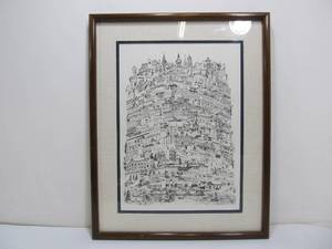lot 223 image: Bruce LOESCHEN New Ulm, Minnesota Cityscape Art Poster Framed