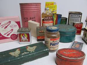 lot 181 image: Lot of Vintage Advertising Cans Tins etc