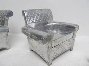 lot 195 image: Vintage Cast Aluminum Club Chair Bookend Set