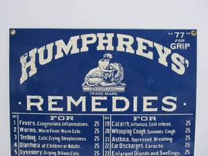 lot 249 image: Contemporary HUMPHREYS Remedies Porcelain Sign
