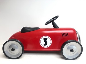 lot 7 image: Like-New Red Metal Childs Ride-On Toy Race Car