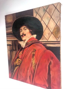 lot 273 image: Signed Vintage 1949 Oil on Canvas Buccaneer Portrait Painting