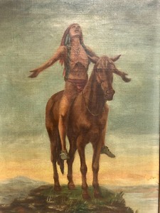 lot 20 image: Framed Signed Antique Oil on Canvas Painting - Appeal to The Great Spirit