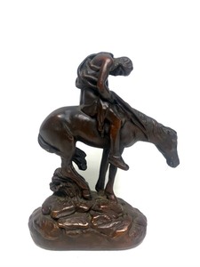 lot 278 image: Vintage 1930s Signed Armor Bronze End of the Trail Sculpture