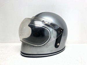 lot 288 image: Very Cool Vintage Silver Racing Helmet w Bubble Visor