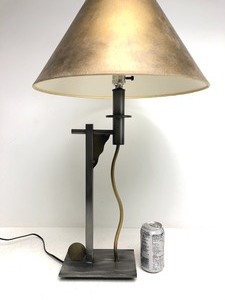 lot 294 image: Signed Vintage Retro Brushed Steel & Brass Table Lamp - Robert Sonneman for Kovacs