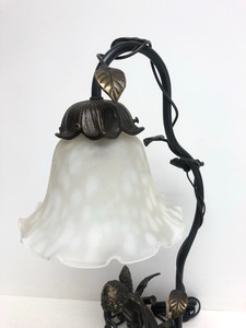 lot 346 image: Signed Houdon Bronze Cherub Table Lamp