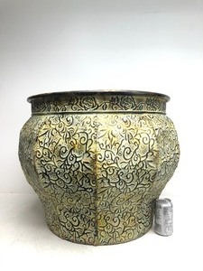 lot 353 image: HUGE Embossed Metal Planter