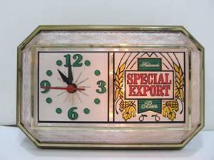 lot 314 image: Vintage SPECIAL EXPORT Lighted Beer Cash Register Display ClockSign