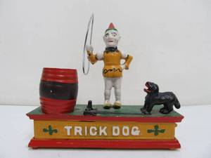 lot 317 image: Working Cast Iron Mechanical Coin Bank - Trick Dog