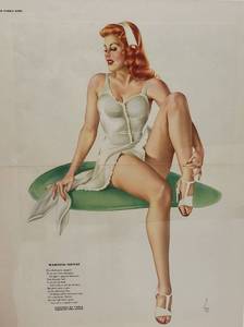 lot 364 image: Esquire 1945 VARGA Versus by Phil Stack Pin Up Girl Large Lithograph Framed