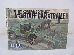 lot 125 image: MPC Korean Conflict CJ-5 Staff Car & Trailer