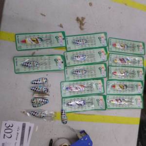 lot 302 image: Lot of (15) Fishing Lures NASCAR Themed (in original packaging)