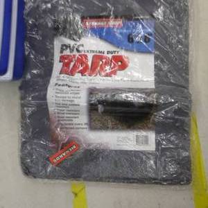lot 320 image: PVC Extreme Duty Tarp 6x6, SportRack Kayak Carrier  J Staker ABR511-90411, Ice Chest