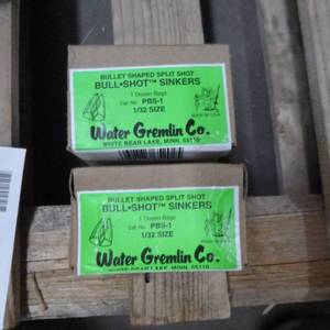 lot 358 image: Lot of (2 Boxes) Water Gremlin Bullet Shaped Split Shot BullShot Slip Sinkers