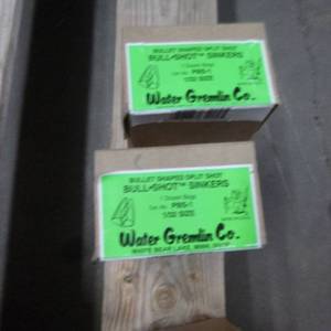 lot 363 image: Lot of (2 Boxes) Water Gremlin Bullet Shaped Split Shot BullShot Slip Sinkers