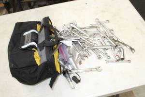 lot 78 image: Tool Bag  with Hand Tools - Combination Wrenches, Sockets, Ratchets, Misc. Tools