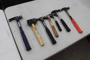 lot 100 image: Lot of (5) Hammers  - Claw Hammers, Mallet