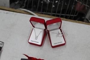 lot 141 image: Lot of (2) Weiner dogOwl Womens Necklaces Cubic Zirconia  - Cases