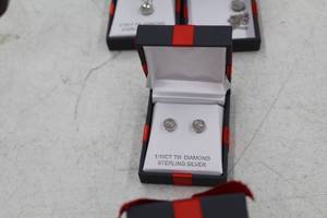 lot 144 image: Lot of (One Pair) Star Pendant Womens Earrings 110CT TW Diamond Sterling Silver  - Case