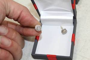 lot 145 image: Lot of (One Pair) Star Pendant Womens Earrings 110CT TW Diamond Sterling Silver  - Case