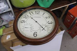 lot 288 image: Lot of (2) Citizen Wall-Mount ClockHygrometerThermometer