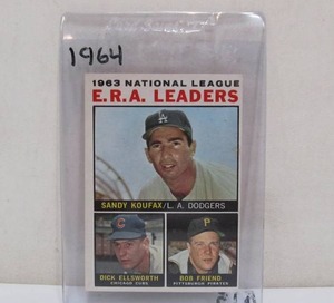 Topps 1963 ERA Leaders wSandy Koufax