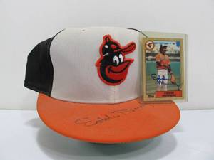 Eddie Murray Autographed Vintage Baltimore Orioles Baseball Cap &amp 1987 Topps Card