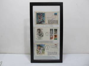 Framed Group of 3 Baseball HOF First Day Covers wAutographs&nbsp