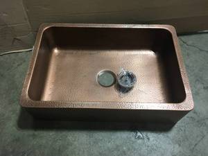 Lange Farmhouse Apron Front Pure Copper Sink 32 in. Single Bowl Kitchen Sink in Antique Copper by SINKOLOGY Review Pictures