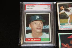 Vintage Baseball Card Lot  10 Cards 1961 Topps Jim Bunning PSA 7 (ST)