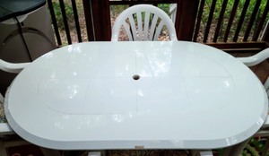 Allibert Patio Table and Rubbermaid Chairs