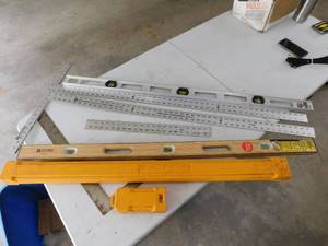 Johnson Laminated Hardwood Brass Bound Level, Rulers and Squares.