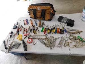Canvas Carrying Tool Box Filled With Many Miscellaneous Tools