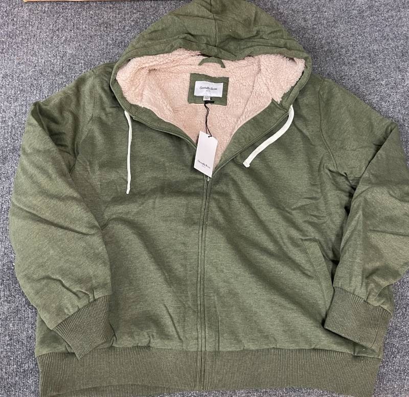 Sherpa Lined Mens Hooded Sweatshirt Jacket Size XXL.