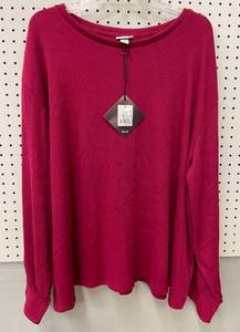 Ava &amp Viv Smocked Cuff Pink Sweater Shirt Womens Stretch Size 4X