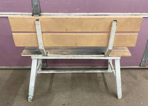 Wooden Bench with Metal Frame