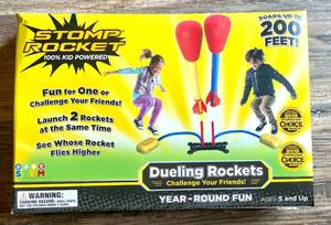 The Original Stomp Rocket Dueling 4-Rocket STEM Game Outdoor Toy.