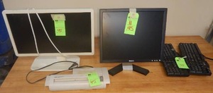 Computer Montiors, Keyboards, Power Cords and Paper Shredder