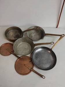 Collection of Helvetia Copper Pots and Lids