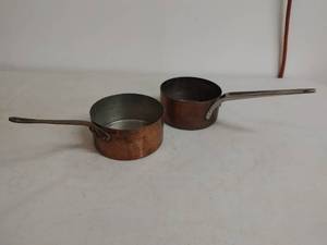 Two Copper Saucepans- One Metaux Ouvres Vesoul
