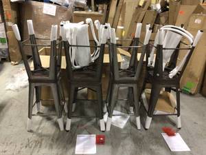 24 in. Matte Gunmetal Backed Counter Stool (Set of 2) by StyleWell (4 boxes)