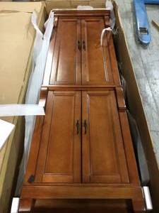 Naples 24 in. W x 17 in. D x 74 in. H Bathroom Linen Cabinet in Warm Cinnamon by Home Decorators Collection (good condition) review pictures