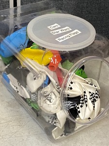 (4) Lidded Grab-Bins Of Loose Latex Party Balloons