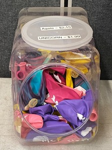 (4) Lidded Grab-Bins Of Loose Latex Party Balloons