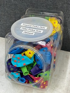 (4) Lidded Grab-Bins Of Loose Latex Party Balloons