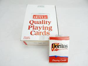lot 22 image: Box of 12 Vintage 1996 Hoyle Doritos Poker Size Playing Card Decks