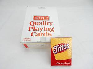 lot 24 image: Box of 12 Vintage 1996 Hoyle Fritos Poker Size Playing Card Decks