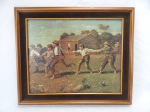 lot 37 image: Vintage Winslow Homer Snap The Whip Framed Canvas Print