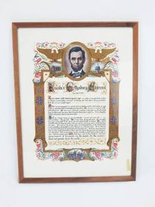 lot 40 image: Vintage Lincolns Gettysburg Address Framed Print
